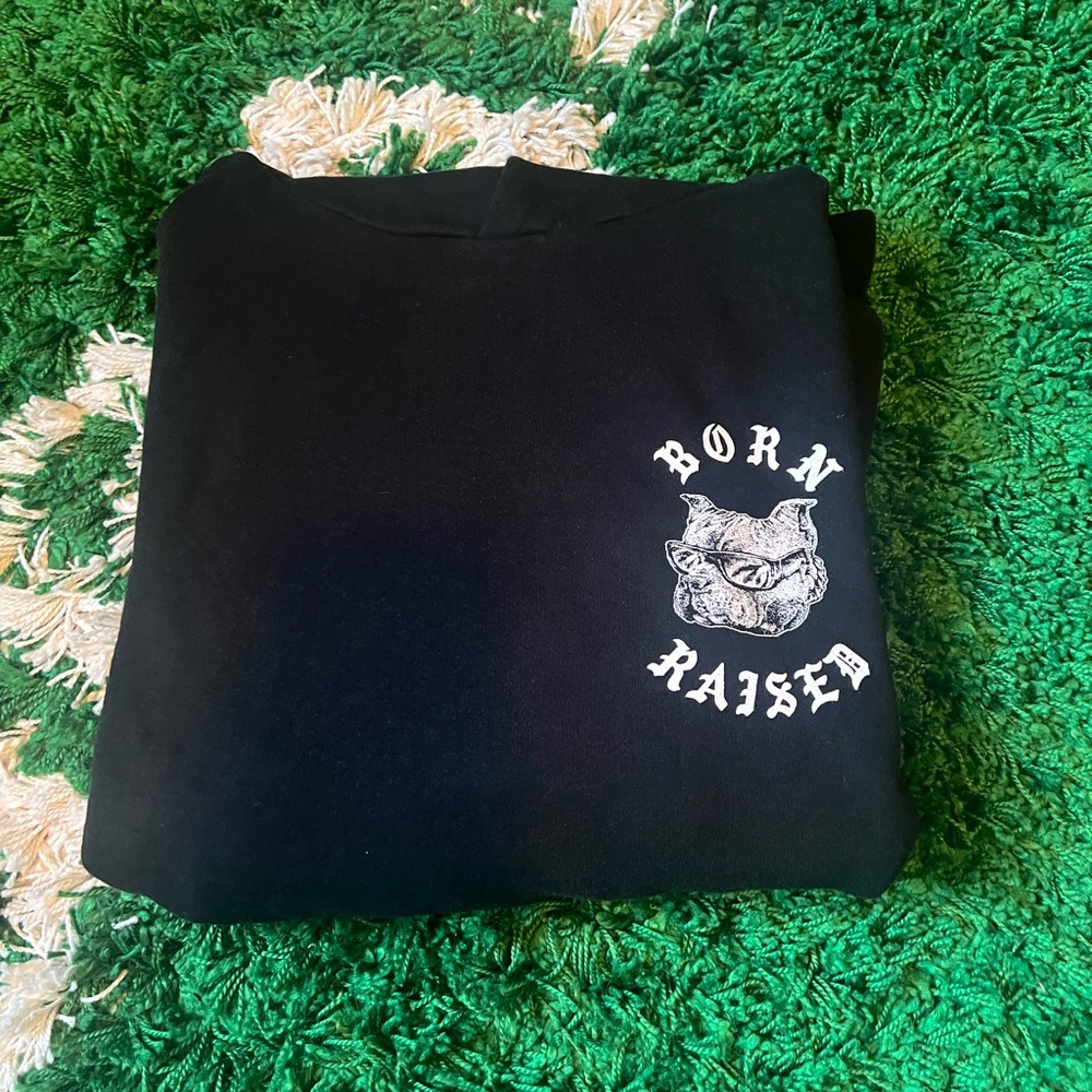 BORN X RAISED Black Bulldog Hoodie Size M Brand New